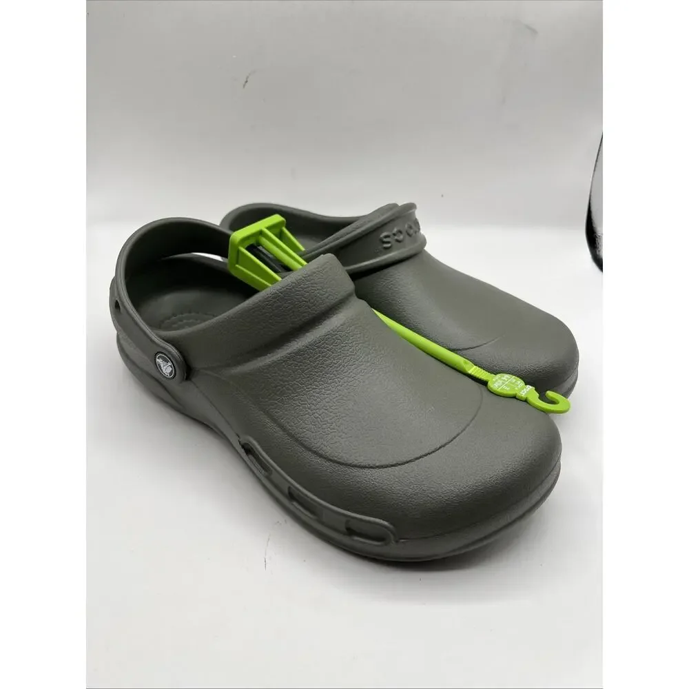 Crocs at Work Unisex Bistro Slip Resistant Clog Comfort Dusty Olive Clogs M9 W11